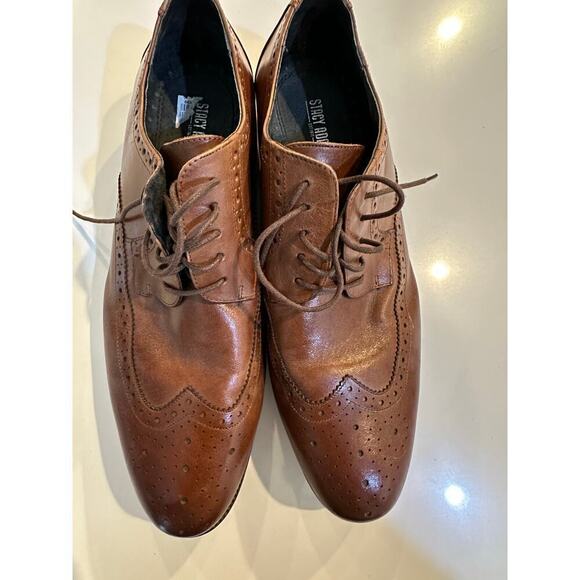 Stacy Adams Brown Leather Dunbar Wingtip Oxford Cognac Dress Shoes Size 13